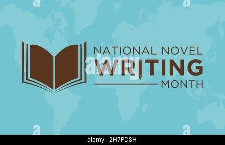 National Novel Writing awareness month banner design Vector template Stock Vector