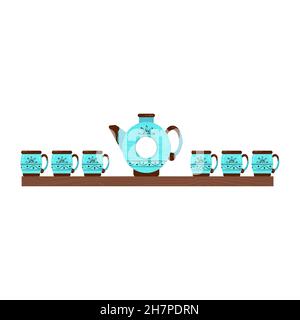 Porcelain tableware. Ceramic kitchen utensils. Vector objects on a white background Stock Vector