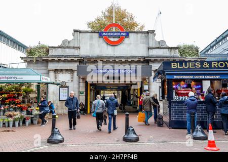 Embankment underground station (Villiers Street entrance), London, UK Stock Photo