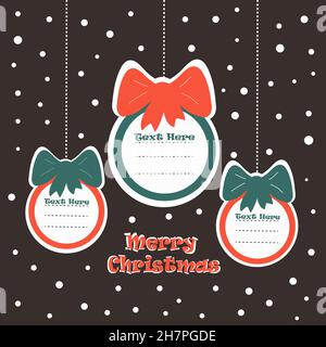 Christmas decorations with space for text. Christmas card. Design for a postcard, banner or as a design template. Flat illustration. Stock Vector