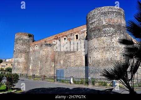 Catania - Sicily - Italy - Ursino Castle, built by Frederick II of Swabia in the 13th century. Stock Photo