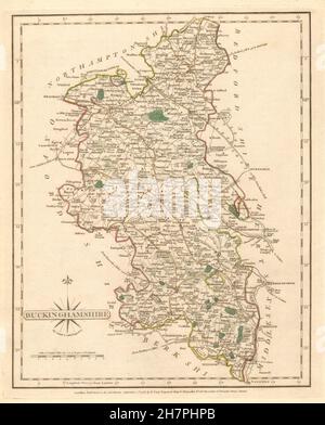 Antique county map of BUCKINGHAMSHIRE by JOHN CARY. Original outline ...