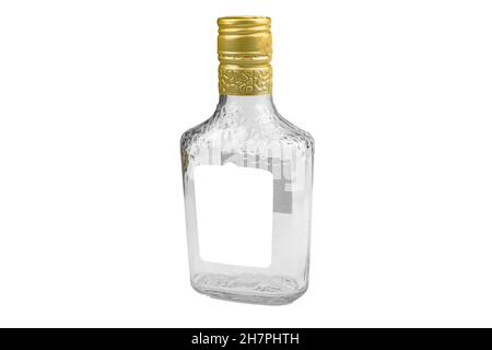 Mockup empty bottle of whiskey, brandy or vodka isolated on a white background photo Stock Photo
