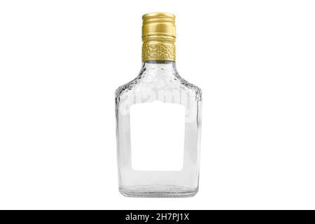 Mockup empty bottle of whiskey, brandy or vodka isolated on a white background photo Stock Photo