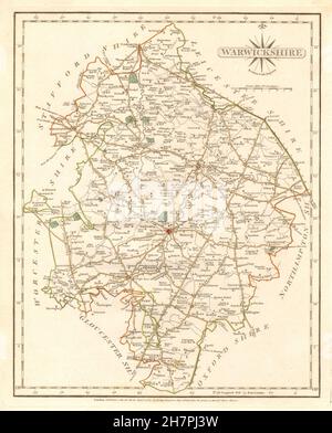 Antique county map of WARWICKSHIRE by JOHN CARY. Original outline ...