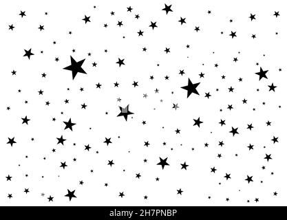 Fireworks star random source stream.  Falling Star. Stars on a white background. Stock Vector