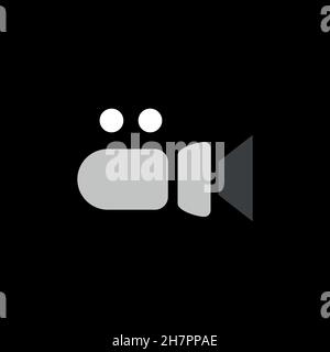 Camera line icon. Simple style movie festival event poster background symbol. Live video button. Logo design element. T-shirt printing. Vector for sti Stock Vector