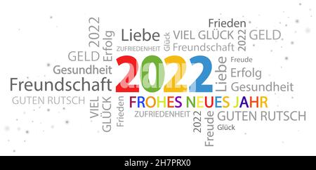 eps vector file with word cloud with new year 2022 greetings and white background Stock Vector