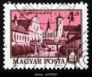 HUNGARY - CIRCA 1980: a stamp printed in the Hungary shows View of Szentendre, circa 1980 Stock Photo