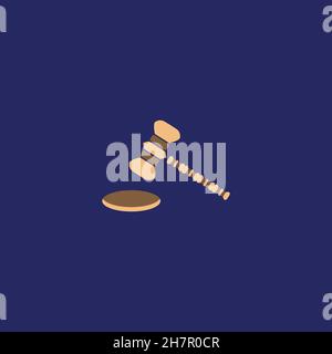 Judge hammer line icon. Simple style legal counseling firm poster background symbol. Legal counseling firm logo design element. T-shirt printing. Stock Vector