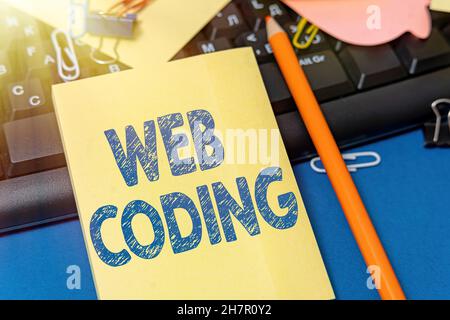 Text showing inspiration Web Coding. Business concept work involved in developing a web site for the Internet Multiple Assorted Collection Office Stock Photo