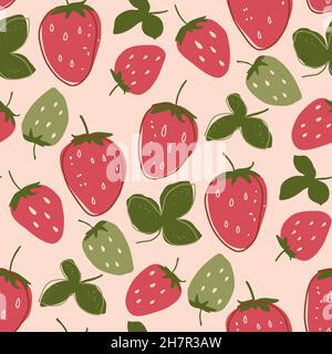 Summer fruit cartoon doodle seamless pattern Stock Vector
