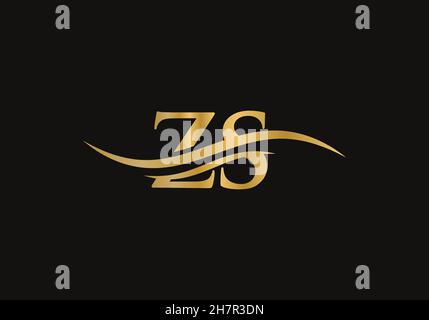 ZS Z S Swoosh Letter Logo Design with Modern Yellow Swoosh Curved Lines ...