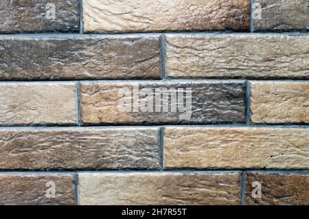 beautiful background wall tile gypsum tile with brick texture brown, theme backgrounds, textures, kitchen, bathroom, corridor, house, room. Decorative Stock Photo