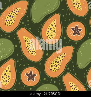 Summer fruit cartoon doodle seamless pattern Stock Vector
