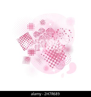 Calming Coral color. Abstraction from points and circles. Vector illustration Stock Vector