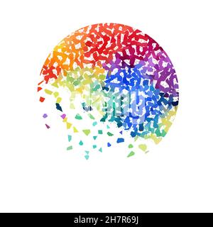 Abstraction is a circle of multi-colored pieces. Vector illustration Stock Vector