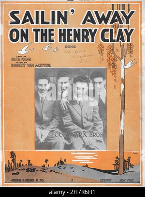 Sailing away on the Henry Clay - Sheet music Marx Brothers 1917 Stock Photo