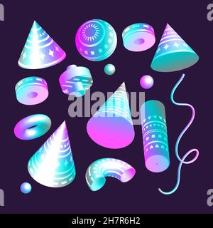 Graphic gradient realistic element figure, abstract modern trendy set. Stock Vector