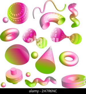 Graphic gradient realistic element figure, abstract modern trendy set. Stock Vector