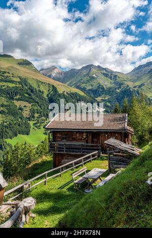 A typical alpine wooden house in the High Tauern National Park, Austria Stock Photo