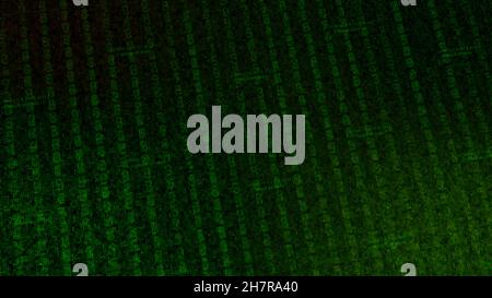 Columns of encrypted numbers. Motion. Binary pillars on background of computer noise. Hacker background with binary numbers and codes inside matrix. Stock Photo