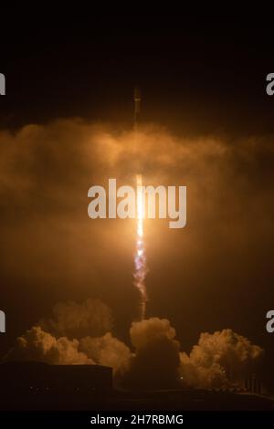 Nov 23, 2021; Vandenberg, California, USA;  Double Asteroid Redirection Test (DART) mission, the world’s first full-scale planetary defense test mission, lifts off from Vandenberg Space Force Base on a SpaceX Falcon 9 rocket. (Stan Szeto / Image of Sport) Stock Photo