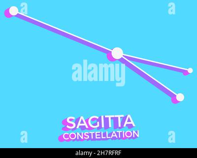 Sagitta constellation 3d symbol. Constellation icon in isometric style on blue background. Cluster of stars and galaxies. Vector illustration Stock Vector