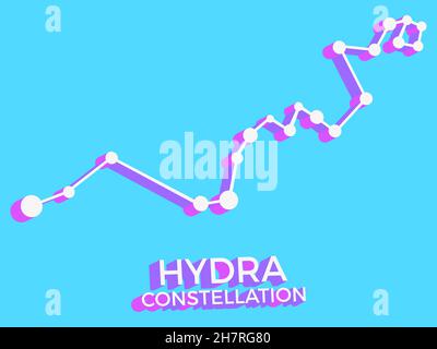 Hydra constellation 3d symbol. Constellation icon in isometric style on blue background. Cluster of stars and galaxies. Vector illustration Stock Vector