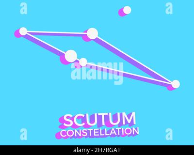 Scutum constellation 3d symbol. Constellation icon in isometric style on blue background. Cluster of stars and galaxies. Vector illustration Stock Vector