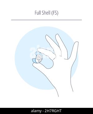 A collection of different hearing aids for people with hearing problems.Hearing aid isolated on white background.Full Shell aid.Vector flat illustrati Stock Vector