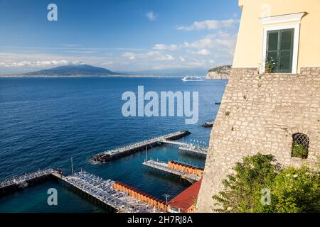 A view on the bay of Naples and Mount Vesuvius from the resort town of Sorrento, Italy Stock Photo