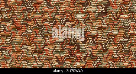 Geometric pattern with stripes wavy lines polygonal shape. Grunge orange background of colorful and marble texture Stock Vector
