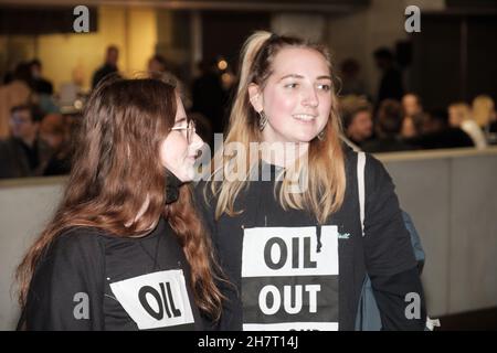Various Members of Extinction Rebellion protest during The Science Museum Lates event against Shell and their use of Fossil Fuels, Coal and Oil Stock Photo