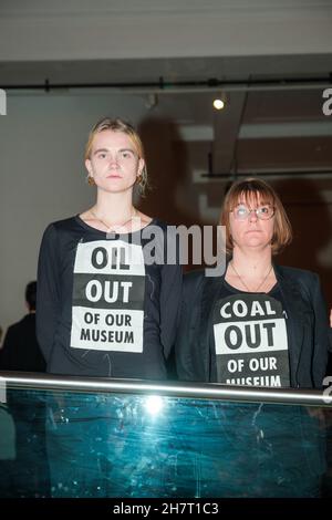 Various Members of Extinction Rebellion protest during The Science Museum Lates event against Shell and their use of Fossil Fuels, Coal and Oil Stock Photo