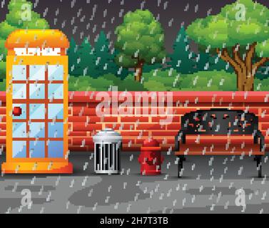 Background scene with rain in the park illustration Stock Vector Image ...