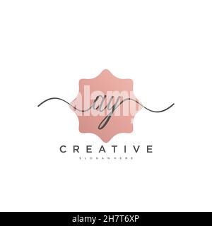 AY Initial handwriting minimalist geometric logo template vector, Logo for business beauty, fashion, and other Stock Vector