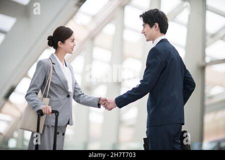 Business people meeting at the airport Stock Photo
