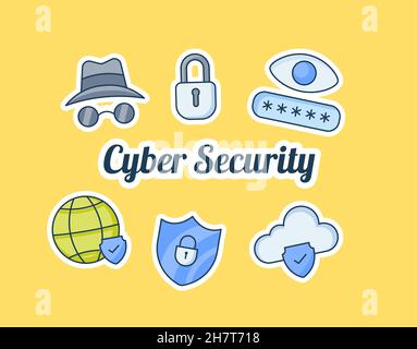 secure connection concept with some icon sticker spreading with modern ...
