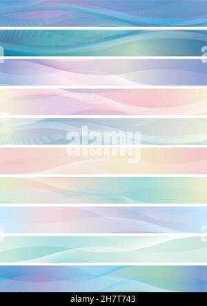 Set Of Abstract Wavy Pattern Banners Isolated On A White Background, Vector Illustration. Stock Vector