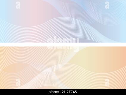 Set Of Rectangle Abstract Backgrounds With Wavy Patterns. Vector Illustration Isolated On a White Background. Stock Vector
