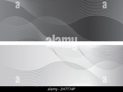 Set Of Rectangle Abstract Backgrounds With Wavy Patterns. Vector Illustration Isolated On a White Background. Stock Vector