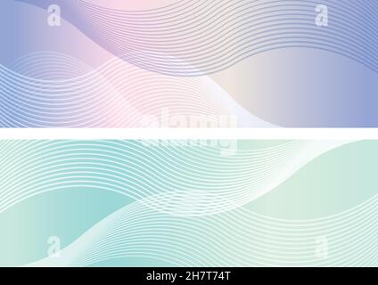 Set Of Rectangle Abstract Backgrounds With Wavy Patterns. Vector Illustration Isolated On a White Background. Stock Vector
