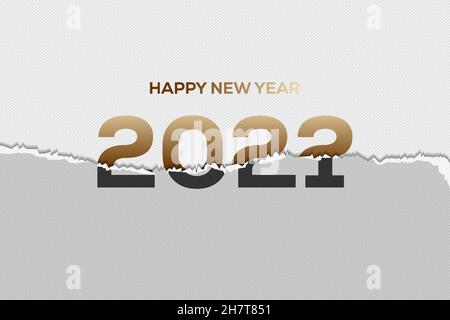 happy new year with torn paper effect changed from 2021 to 2022. design vector. copy space Stock Vector