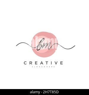 BM Initial handwriting minimalist geometric logo template vector, Logo for business beauty, fashion, and other Stock Vector