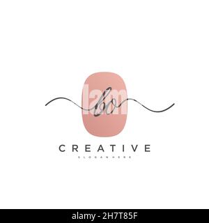 BO Initial handwriting minimalist geometric logo template vector, Logo for business beauty, fashion, and other Stock Vector