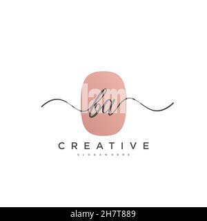 BA Initial handwriting minimalist geometric logo template vector, Logo for business beauty, fashion, and other Stock Vector