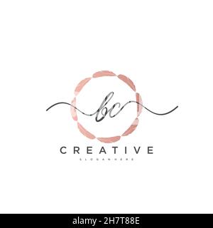 BC Initial handwriting minimalist geometric logo template vector, Logo for business beauty, fashion, and other Stock Vector