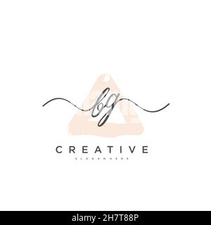 BG Initial handwriting minimalist geometric logo template vector, Logo for business beauty, fashion, and other Stock Vector