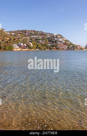 Houses overlooking the Knysna Lagoon in South Africa's Garden Route. Stock Photo